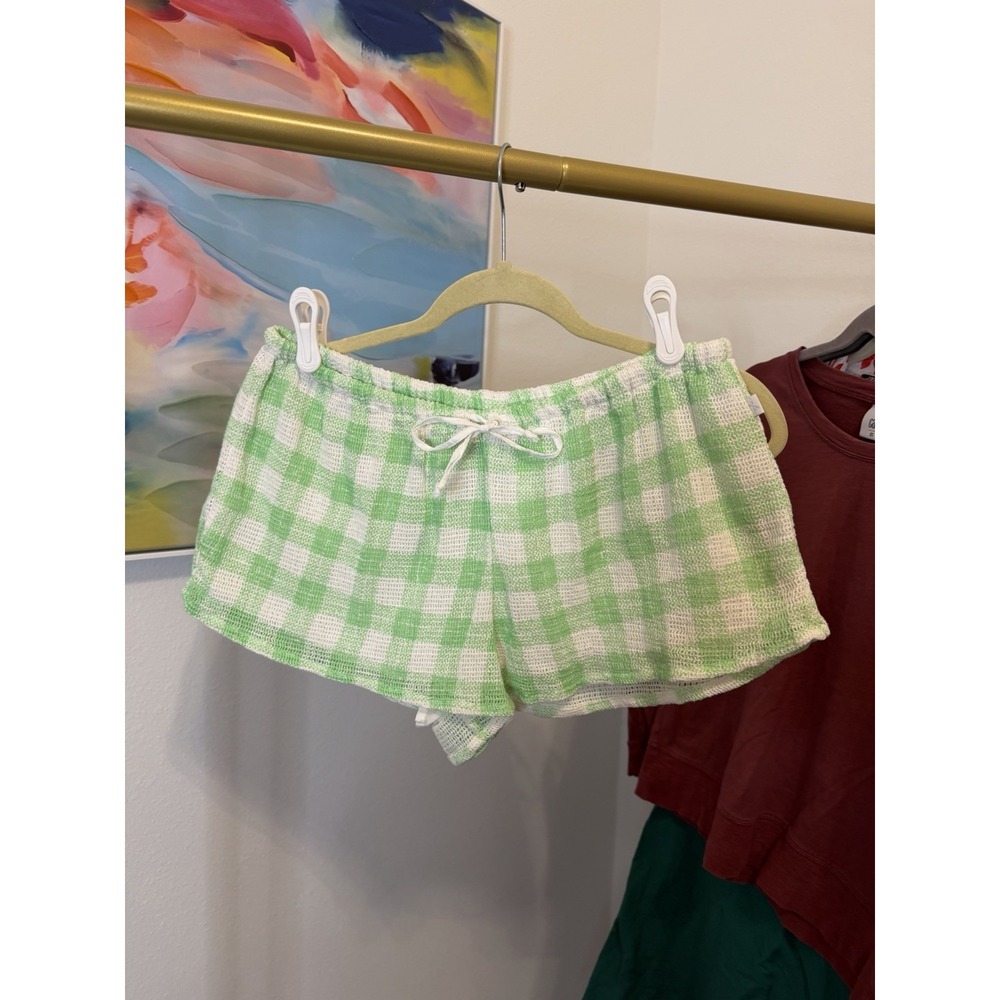Out From Under Green Check Women's Lounge Summer‎ Shorts Small Cotton